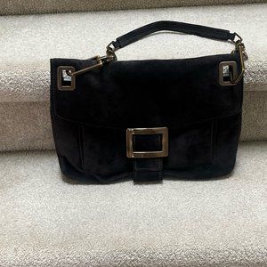 Roger Vivier Metro Shoulder Bag in brown suede